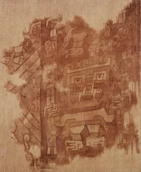 Fragment de laine avec des figures de dieux, culture Nazca